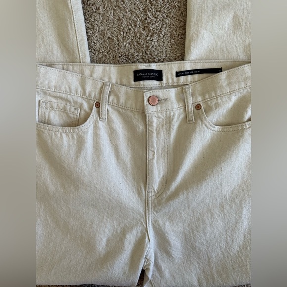 Banana Republic High Rise Straight Ankle Raw Hem Premium Denim Jeans 31 - Picture 4 of 9